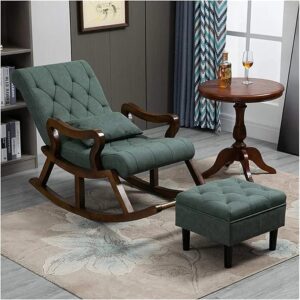 Supriva Premium Wooden Rocking Chair with Cushioned Seat & Backrest | Ergonomic Lounge Chair for Living Room, Bedroom & Reading Corner
